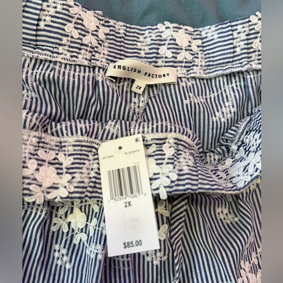 English Factory Blue and White Floral Embroidered Shorts - Picture 3 of 5